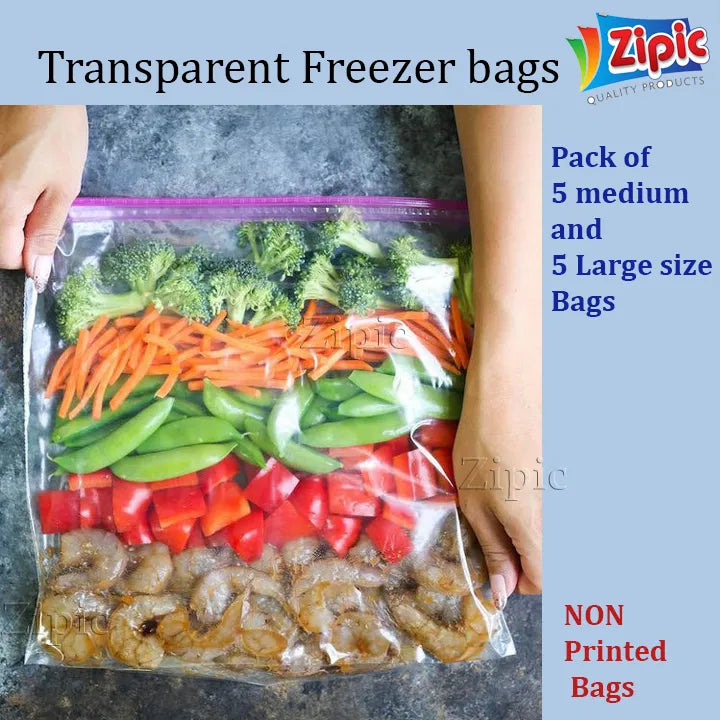 Pack of 15 medium size Freezer bags , Plastic zip bags , Zip lock bags