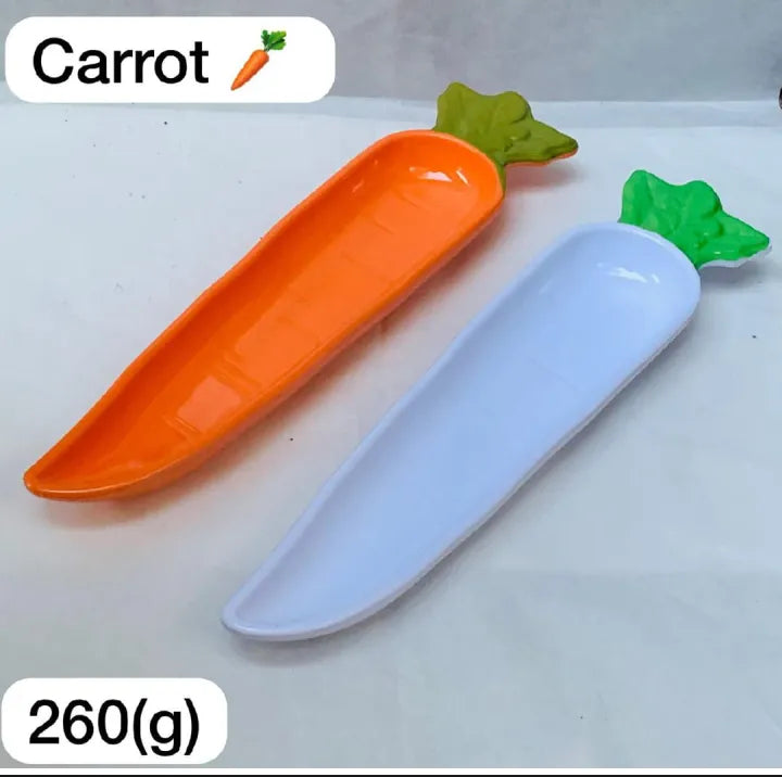 Pack of 2 Carrot Shape Serving Trays | Decorative Vegetable Design Plates | Snack & Salad Dishes - 260g"