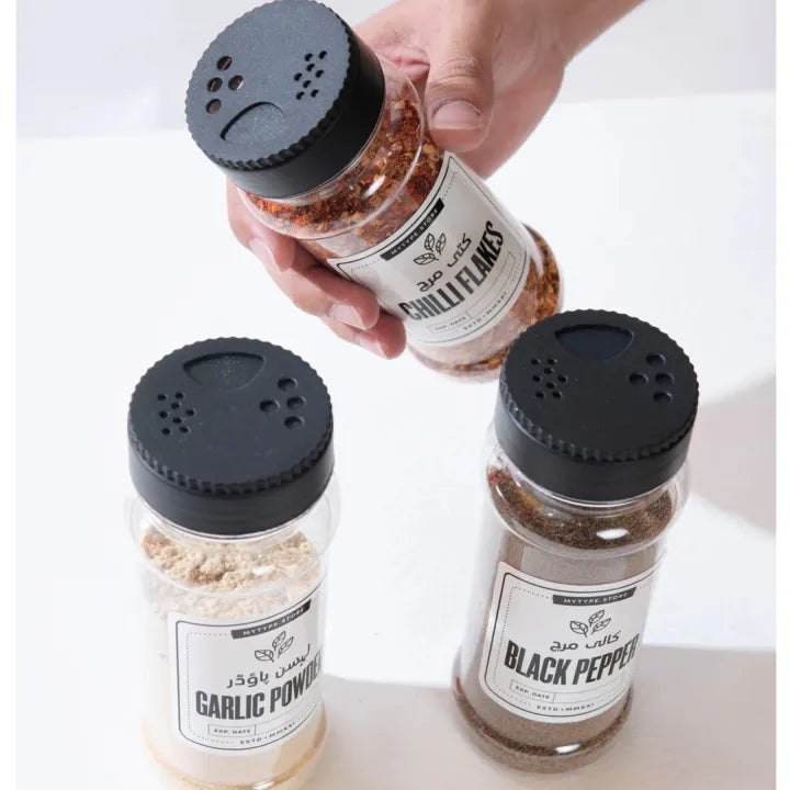320ml Clear Spice Jars with Airtight Screw Cap Food Grade Plastic Set, kitchen jar, pantry jar