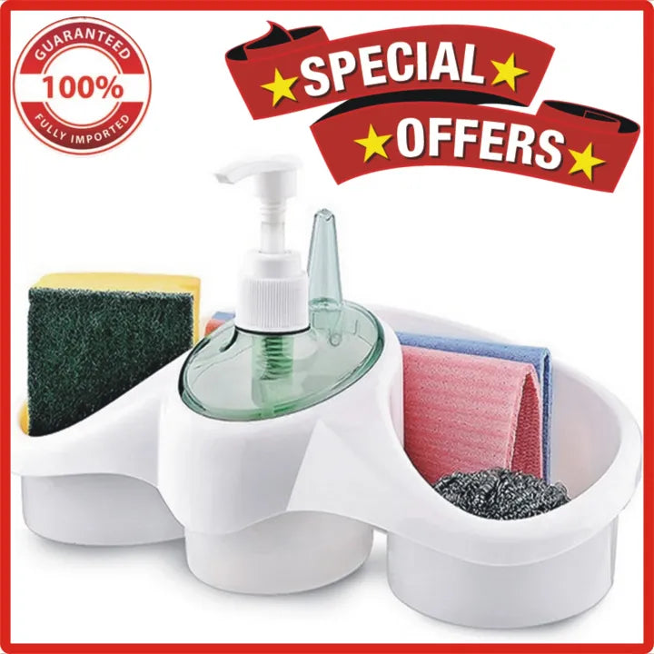 3 in 1 Titiz Soap Dispenser And Sponge Holder Soap Pump Kitchen Organizer kitchen item (Imported from Turkey)