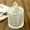 Delisoga Glass Candy Jar 350ml Airtight Kitchen Storage Container with Diamond Cut Design