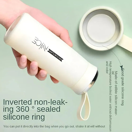 Beautiful Glass Bottle Water Bottle with Vacuum Flask and Loop (400 ML) Temperature Resistant for Hot and Cold Water, Milk, Lassi, Juice, Smoothie...