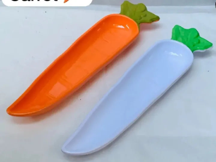Pack of 2 Carrot Shape Serving Trays | Decorative Vegetable Design Plates | Snack & Salad Dishes - 260g"