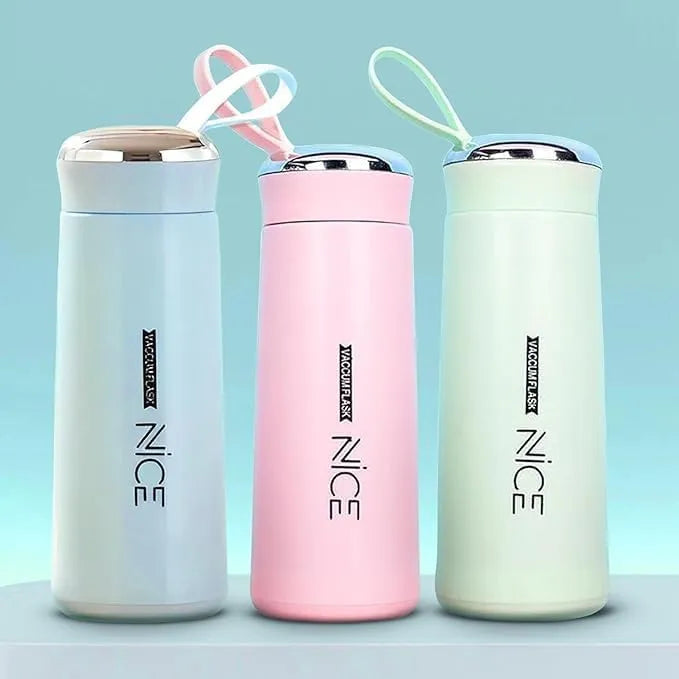 Beautiful Glass Bottle Water Bottle with Vacuum Flask and Loop (400 ML) Temperature Resistant for Hot and Cold Water, Milk, Lassi, Juice, Smoothie...