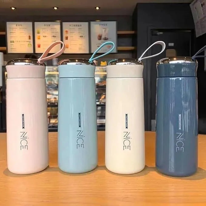 Beautiful Glass Bottle Water Bottle with Vacuum Flask and Loop (400 ML) Temperature Resistant for Hot and Cold Water, Milk, Lassi, Juice, Smoothie...