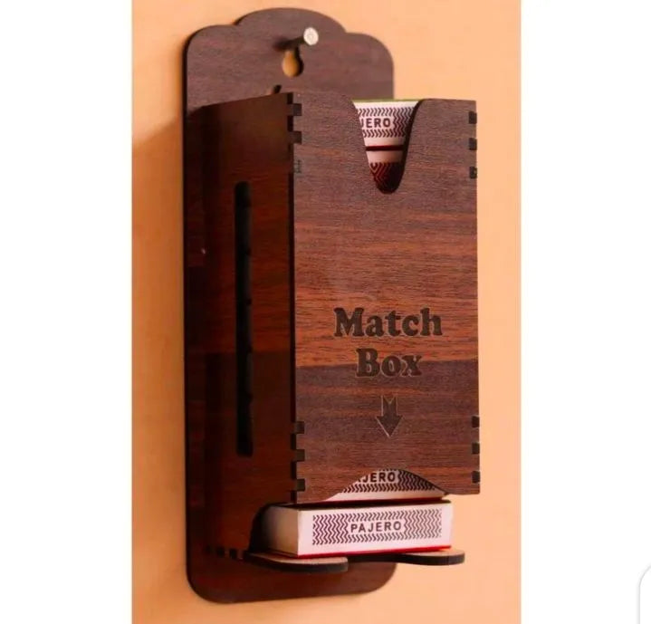 Wooden Match Box Holder Wall-Mounted Storage - Stylish Kitchen Match Organizer