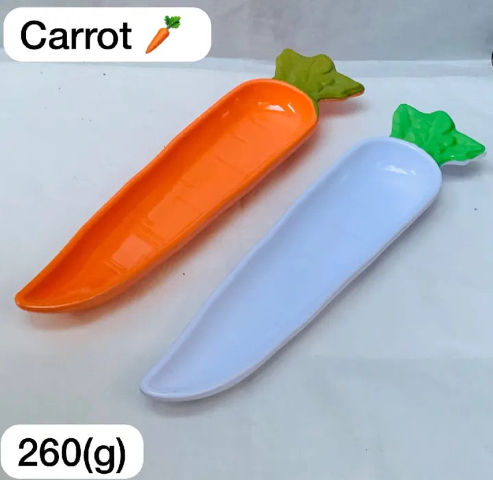 Pack of 2 Carrot Shape Serving Trays | Decorative Vegetable Design Plates | Snack & Salad Dishes - 260g"