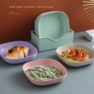 Pack Of 10 Plates With Holder, Unique Multipurpose Portable Dishes Multicolor For Home Kitchen And Party Decoration & Organizer | 10pcs Dishes With Stand – High Quality