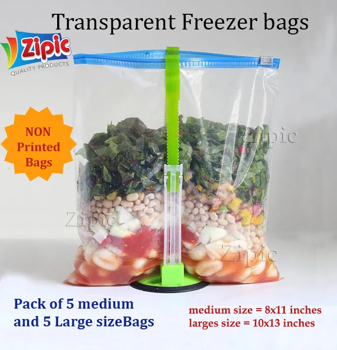 Pack of 15 medium size Freezer bags , Plastic zip bags , Zip lock bags