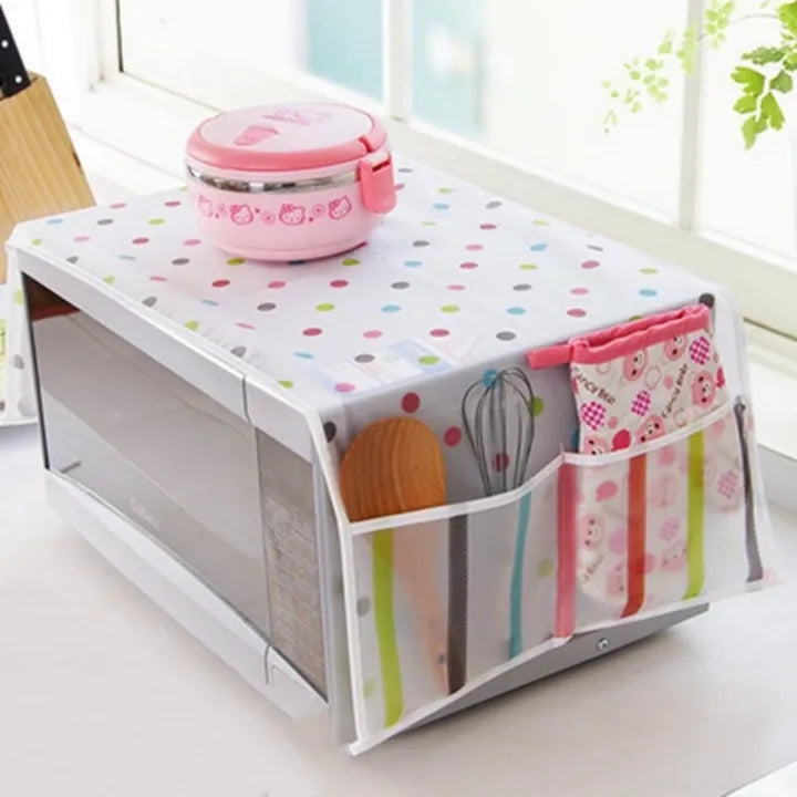 Kitchen Microwave Oven Dust Cover Printer Oil Proof Dustproof Decorative Storage Bags Microwave Covers Organizer(Fully printed