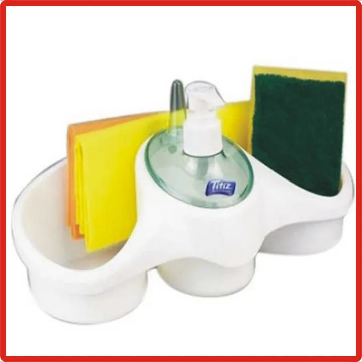 3 in 1 Titiz Soap Dispenser And Sponge Holder Soap Pump Kitchen Organizer kitchen item (Imported from Turkey)