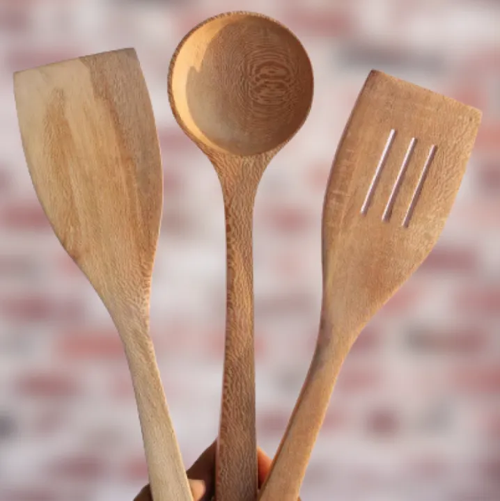 Wood Spoons Set 3pcs Best quality Trending Wood spoons Best for kitchen Unique
