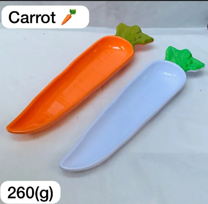 Pack of 2 Carrot Shape Serving Trays | Decorative Vegetable Design Plates | Snack & Salad Dishes - 260g"